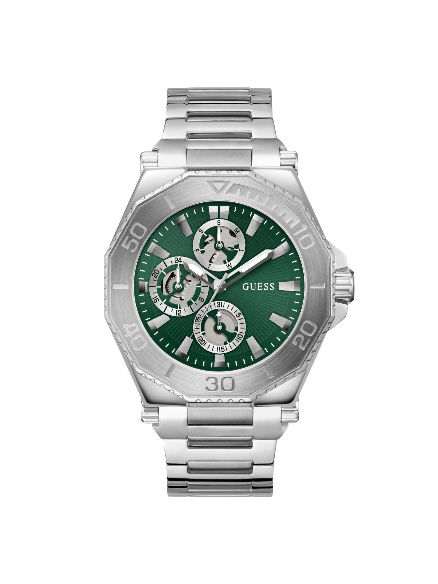 Guess Men Round Green Stainless Steel Analog Watch - GW0797G1 (Medium)