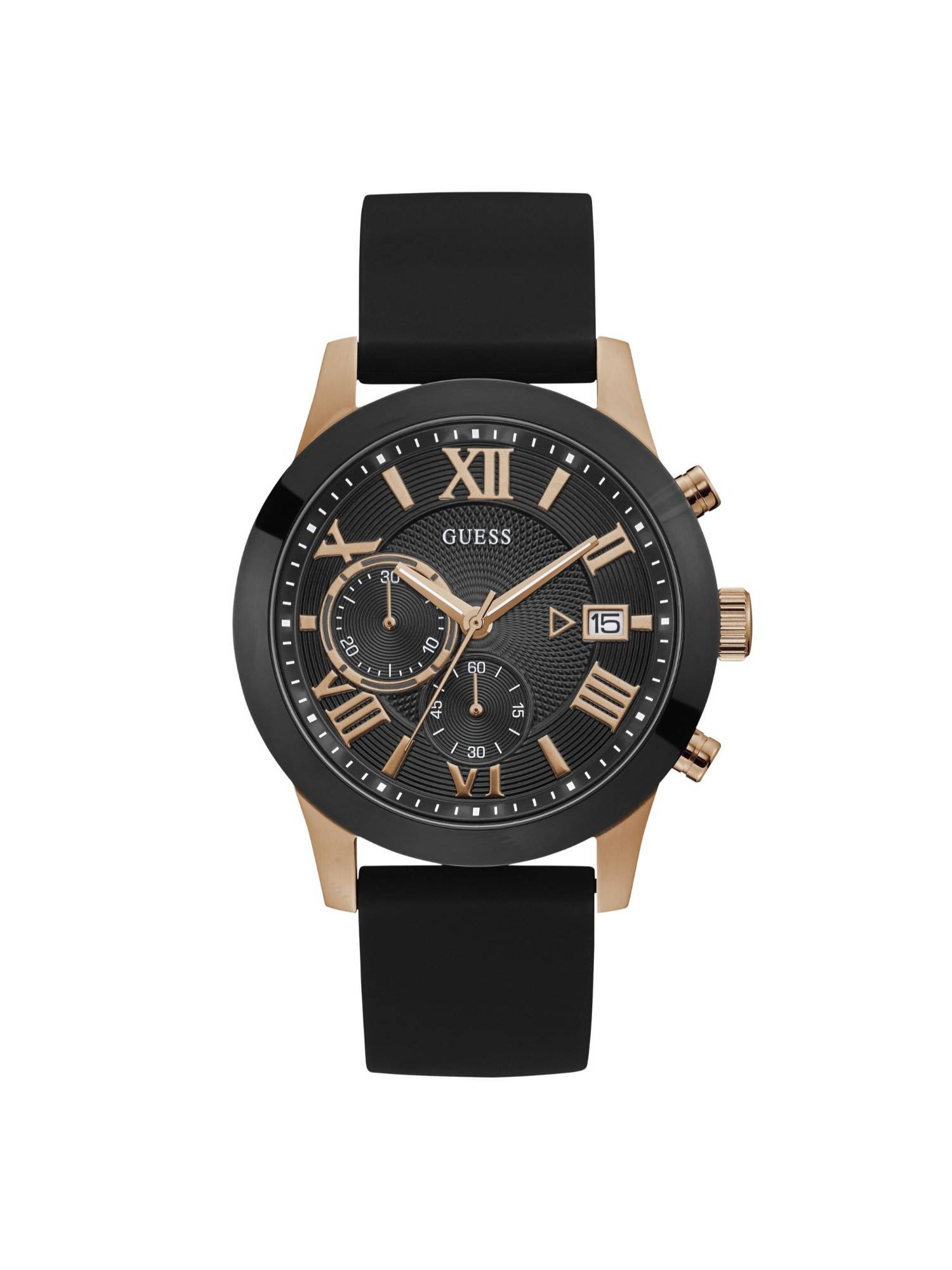 Guess Men Round Black Stainless Steel Analog Watch - U1055G3 (Medium)