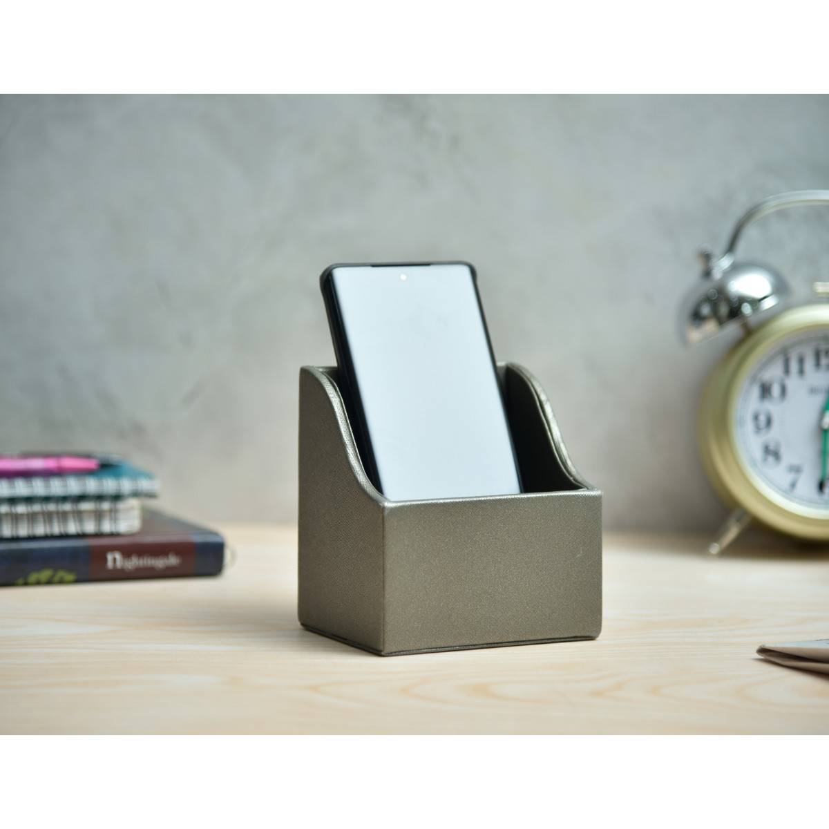 Premsons Premium Faux Leather Mobile Holder - Stand for Smartphones - Grey