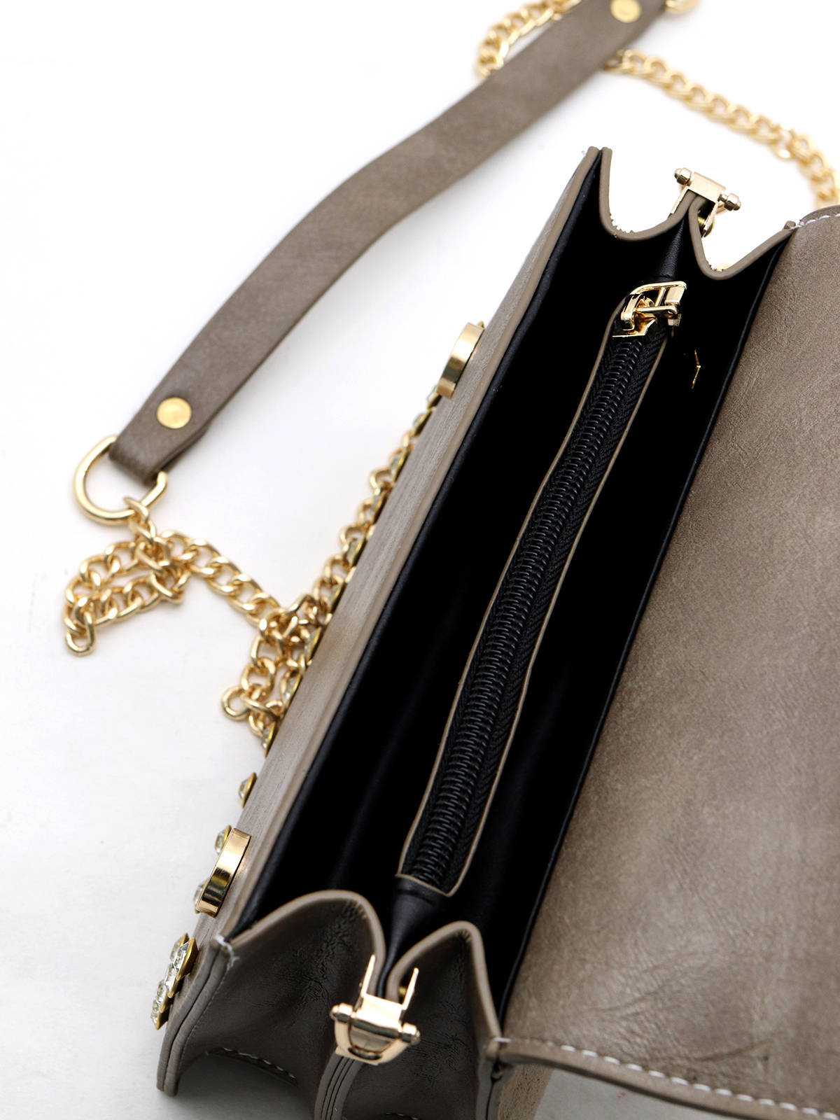 Buy Odette Grey Solid Plain Handbags - FRT645 Online