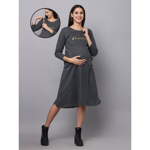 Buy The Mom Store Paloma Grey Maternity Sweater Dress With Nursing Online