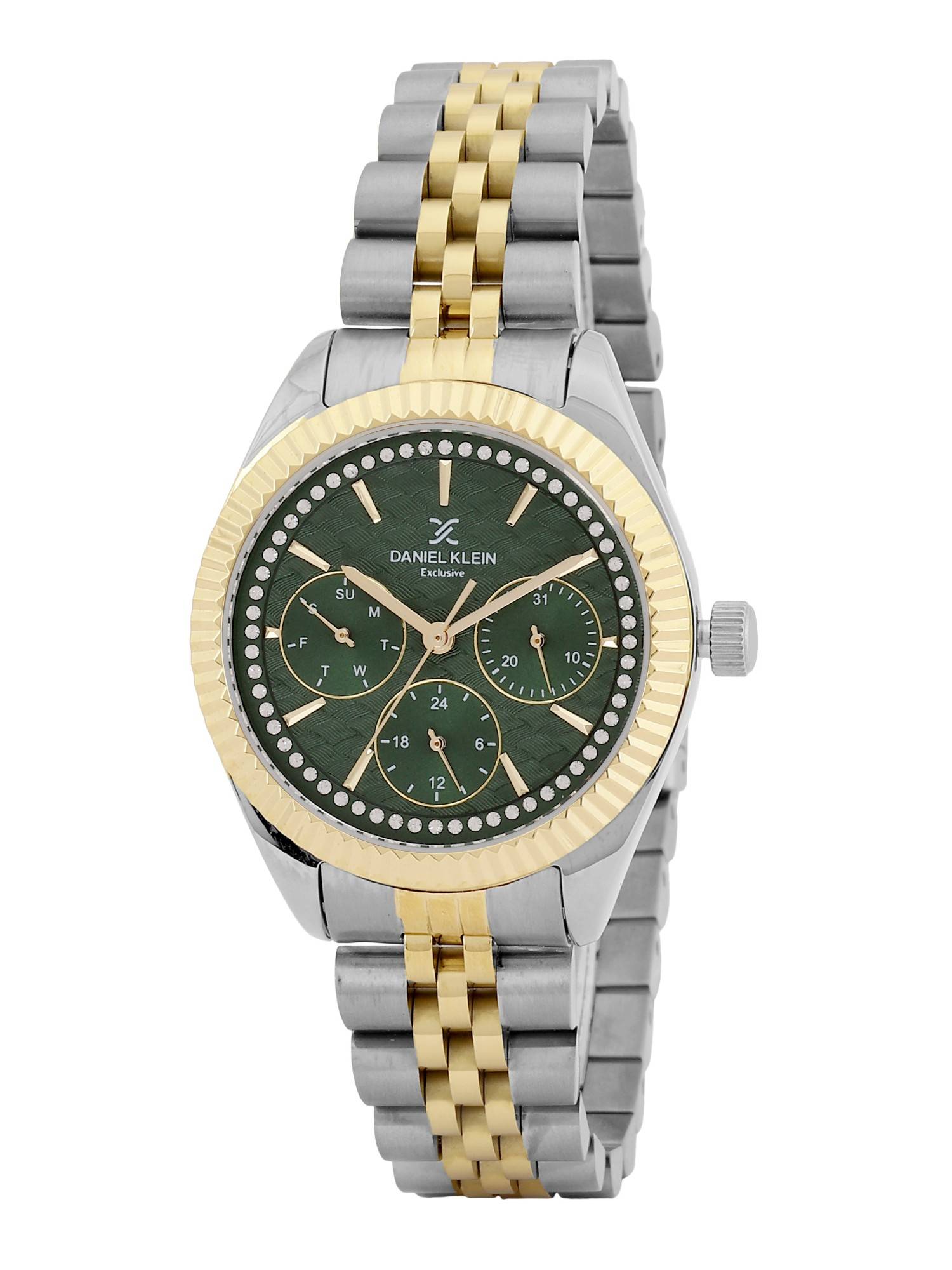 Daniel Klein old Cata Unisex Stainless Steel Round Green Dial Watch-DK.1.13927-4 (Medium)