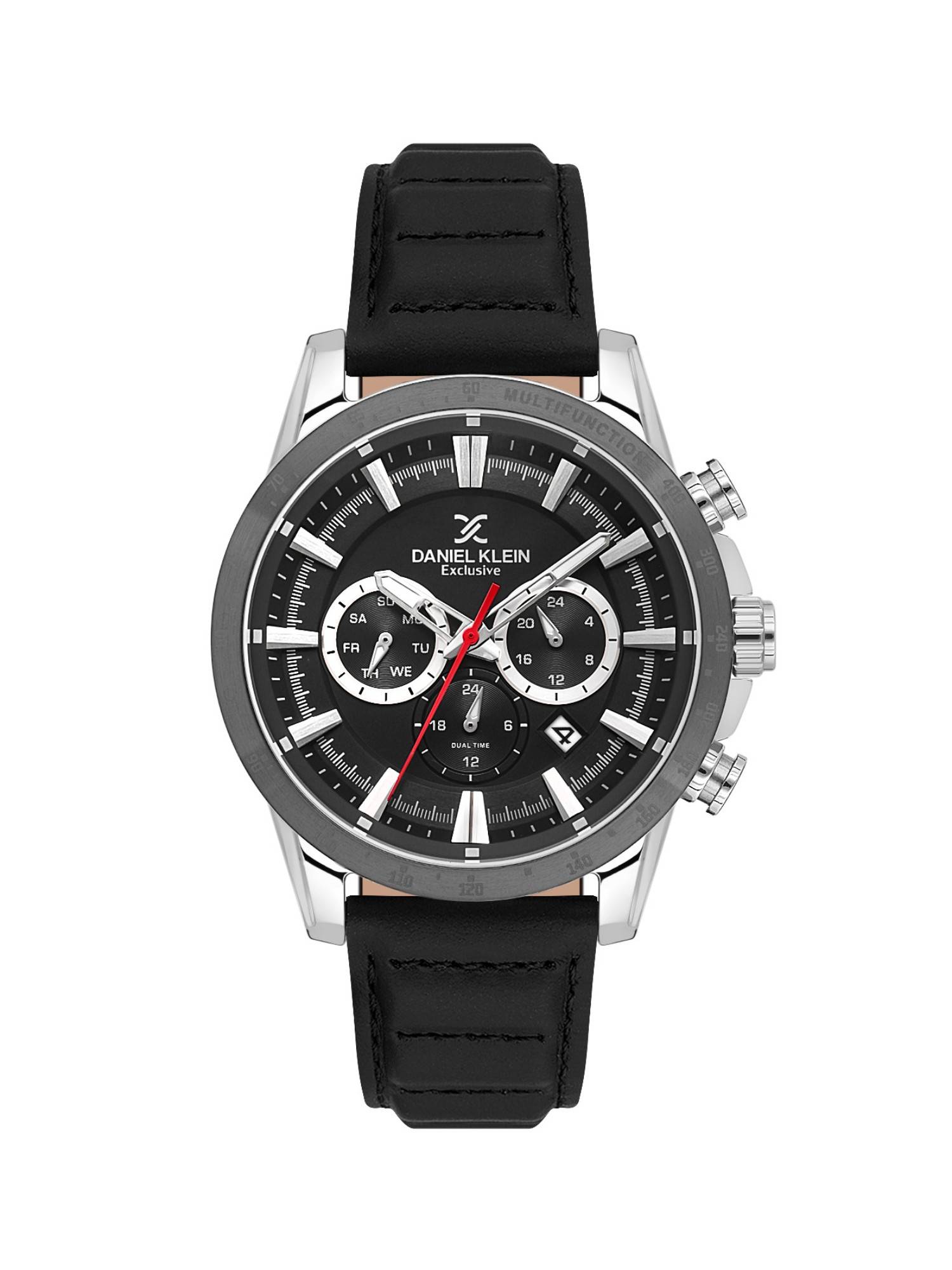 Daniel Klein old Cata Men Genuine Leather Round Black Dial Watch-DK.1.14006-1 (Medium)