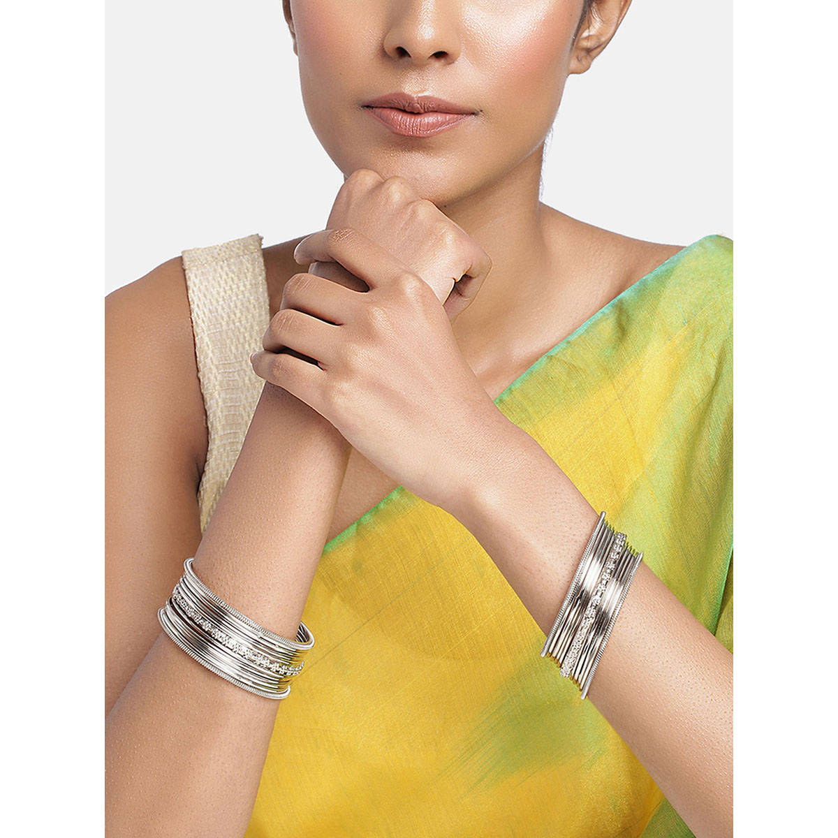 Peora Traditional Antique Look Oxidised Silver Plated Bangle (Set of 22) (2.6)