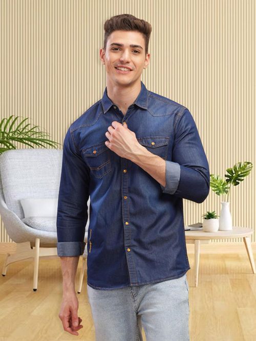 KUONS AVENUE Men Denim Casual Shirt