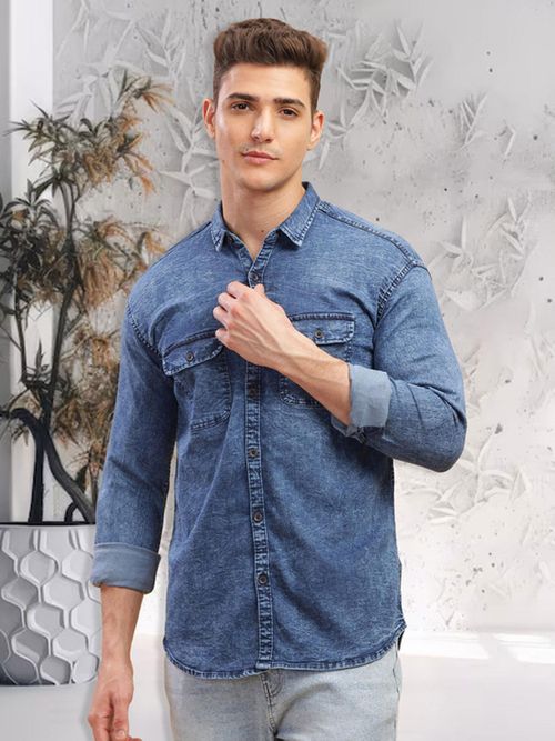 Buy KUONS AVENUE Men Denim Casual Shirt Online