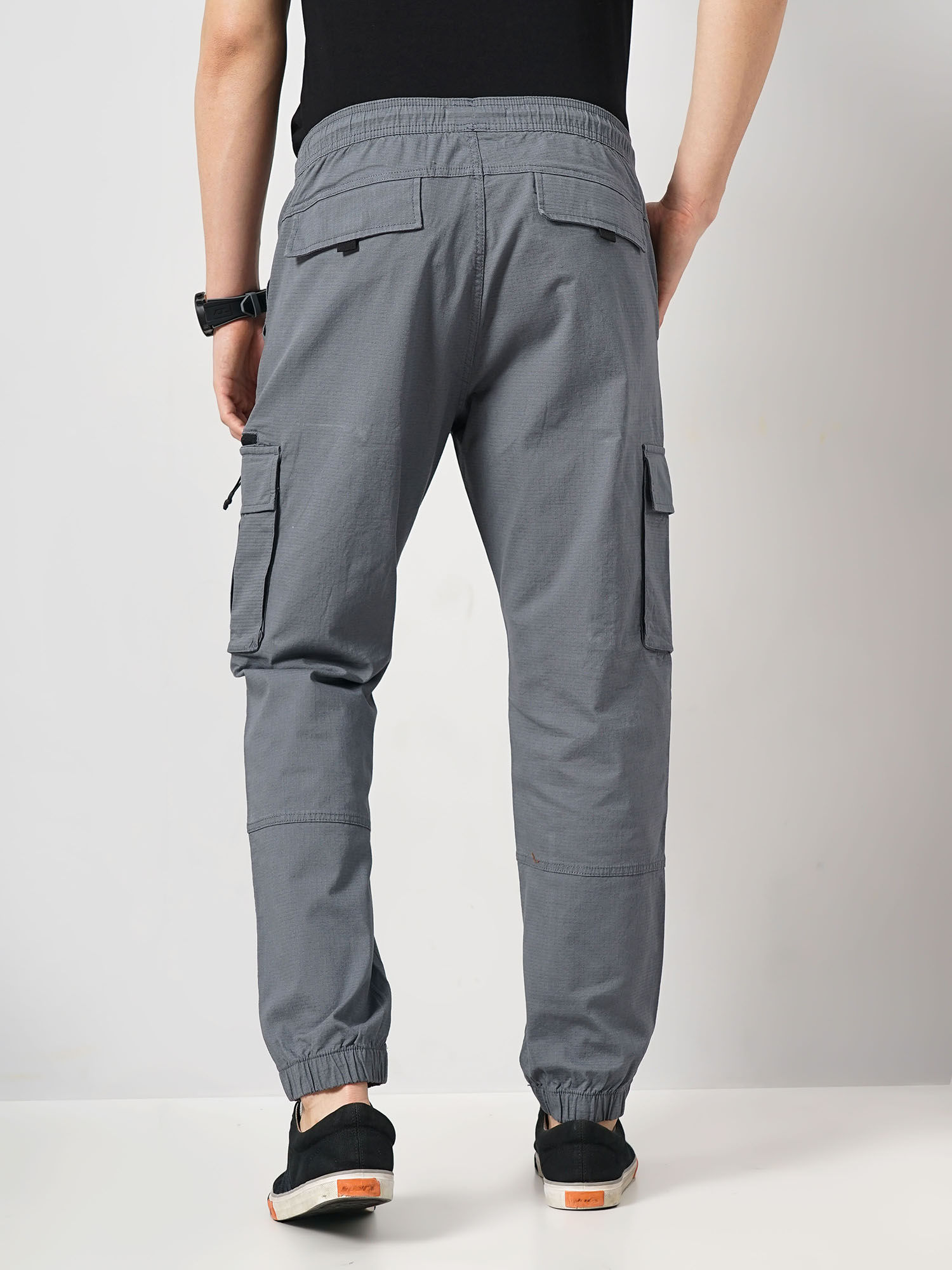 Buy Celio* men regular fit washed drawstring denim cargo pants charcoal  Online | Brands For Less