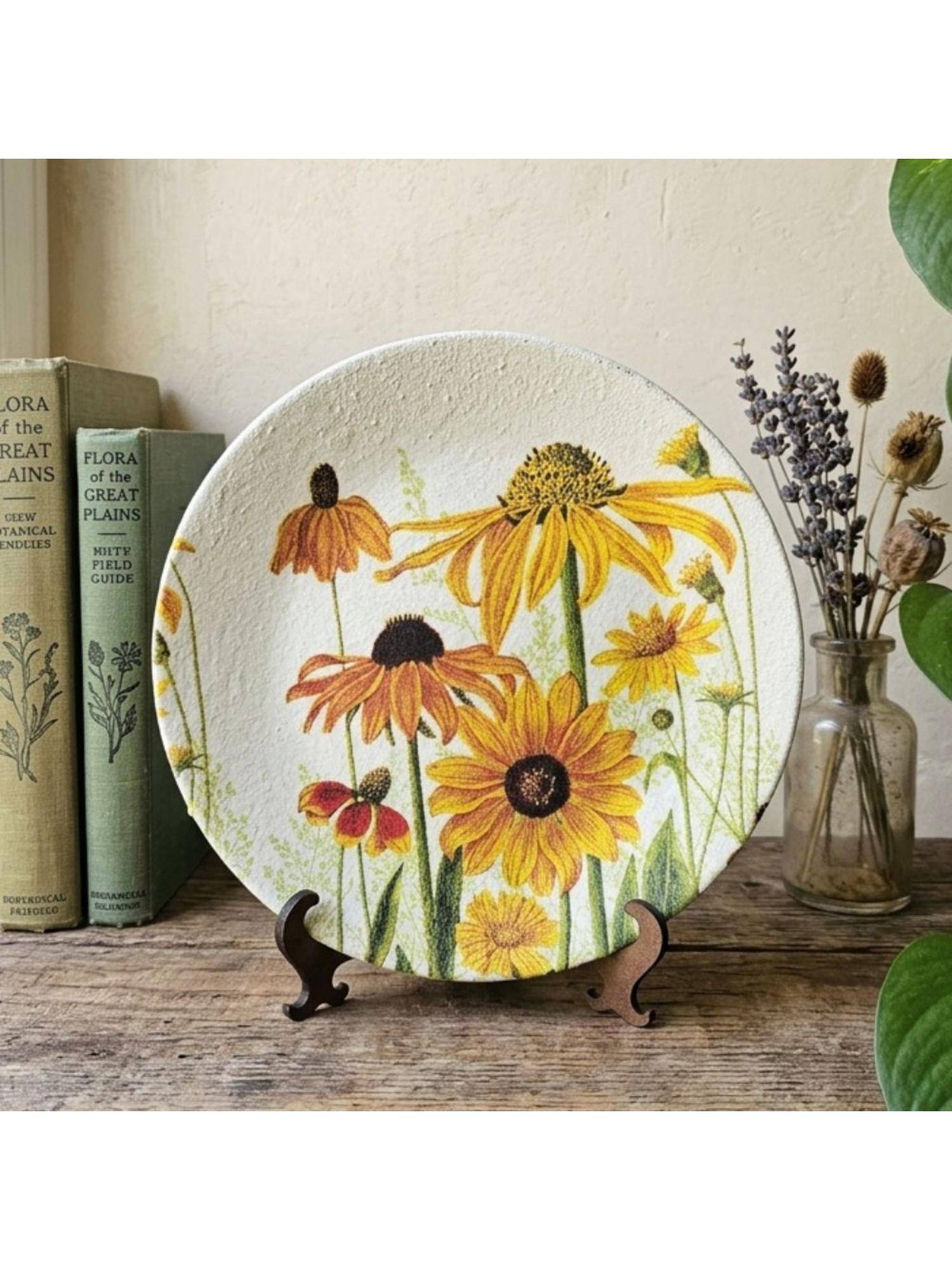 Akira Furnishings Nature-Themed 8" Wall Plate – Bright Colorful Flowers Design
