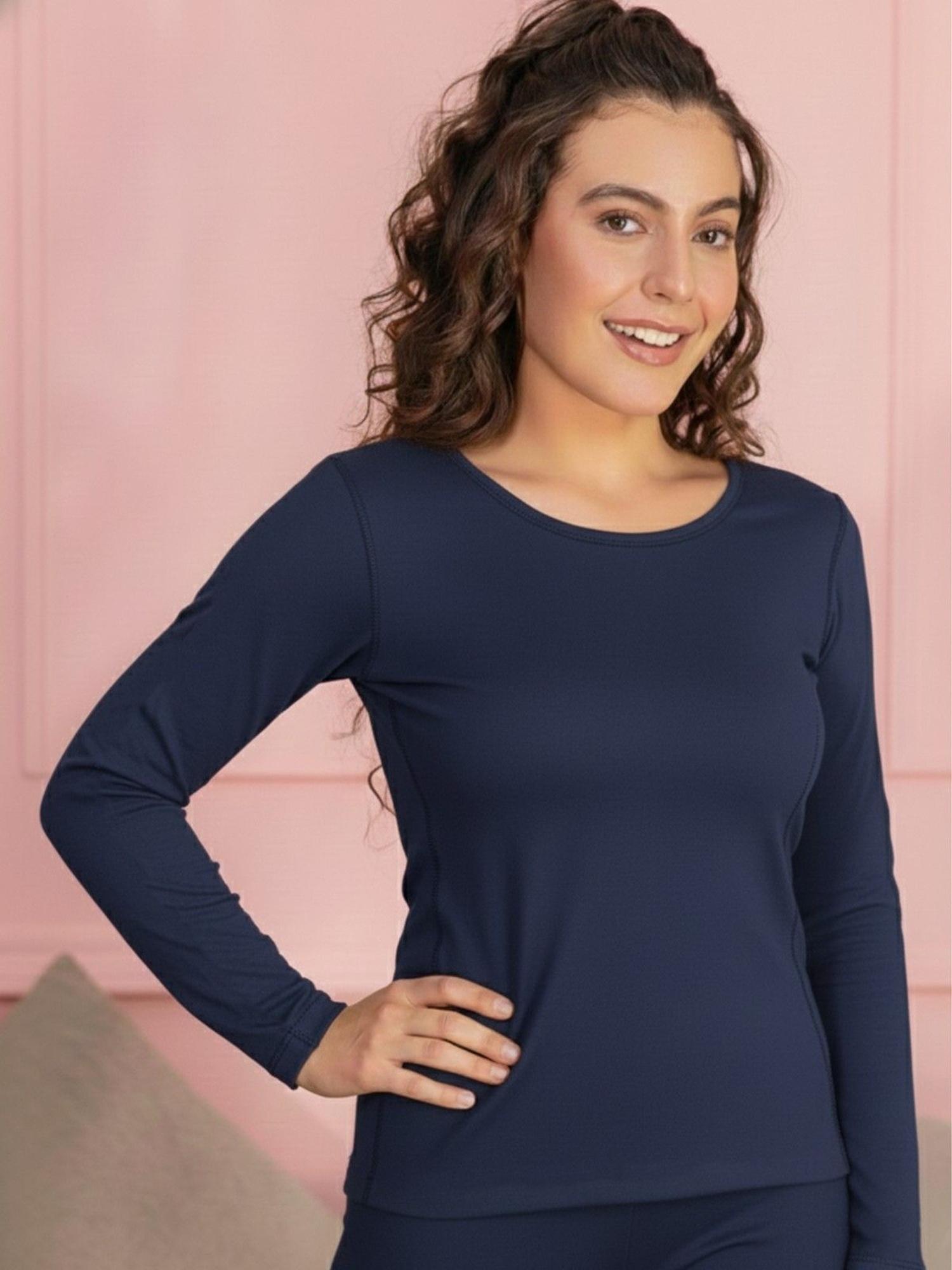 Buy Chelvet Navy Blue Thermo Cot Ultra Warm Full Sleeves Thermal