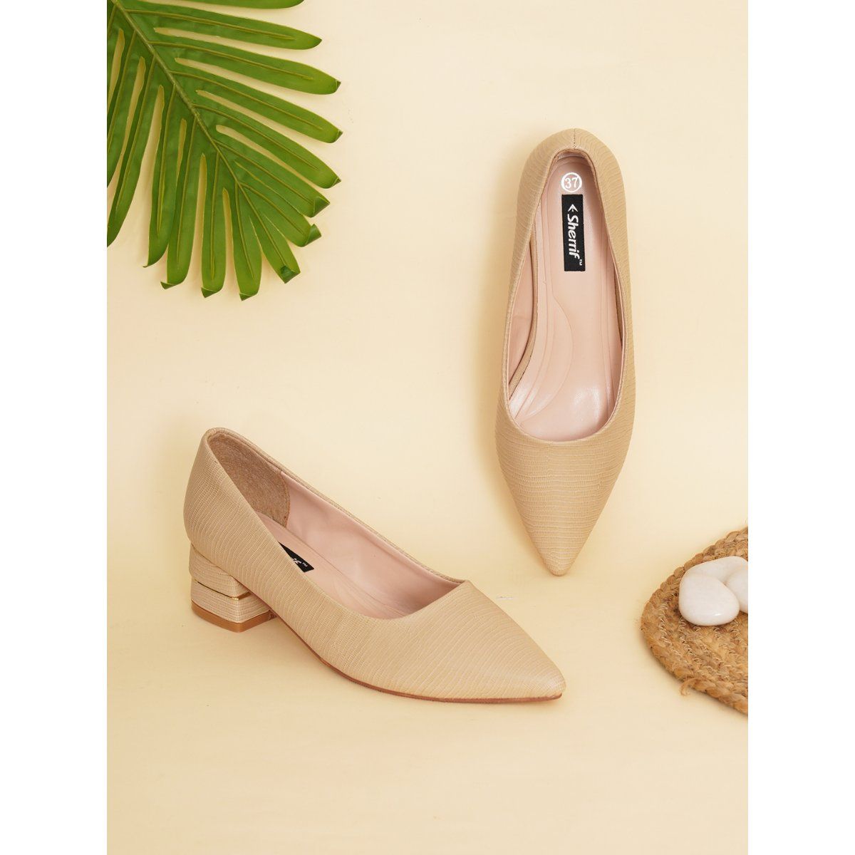 beige colour shoes