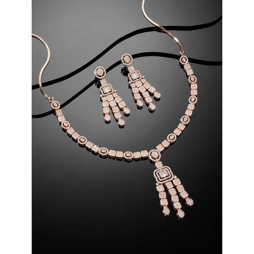 Buy Peora Rose Gold Plated Cz Studded Western Jewellery Set For