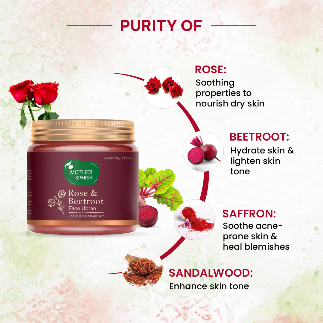 Mother Sparsh Rose & Beetroot Face Ubtan Powder For Dull & Uneven Skin