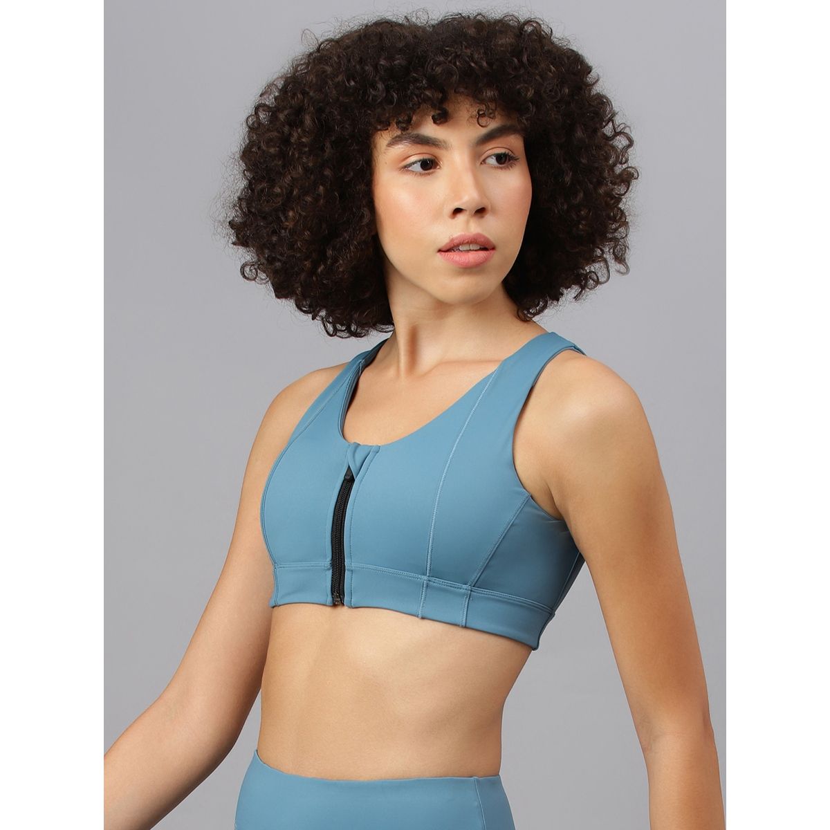 Fitkin Women's Turquoise Front Zipper Sports Bra Buy Fitkin Women's