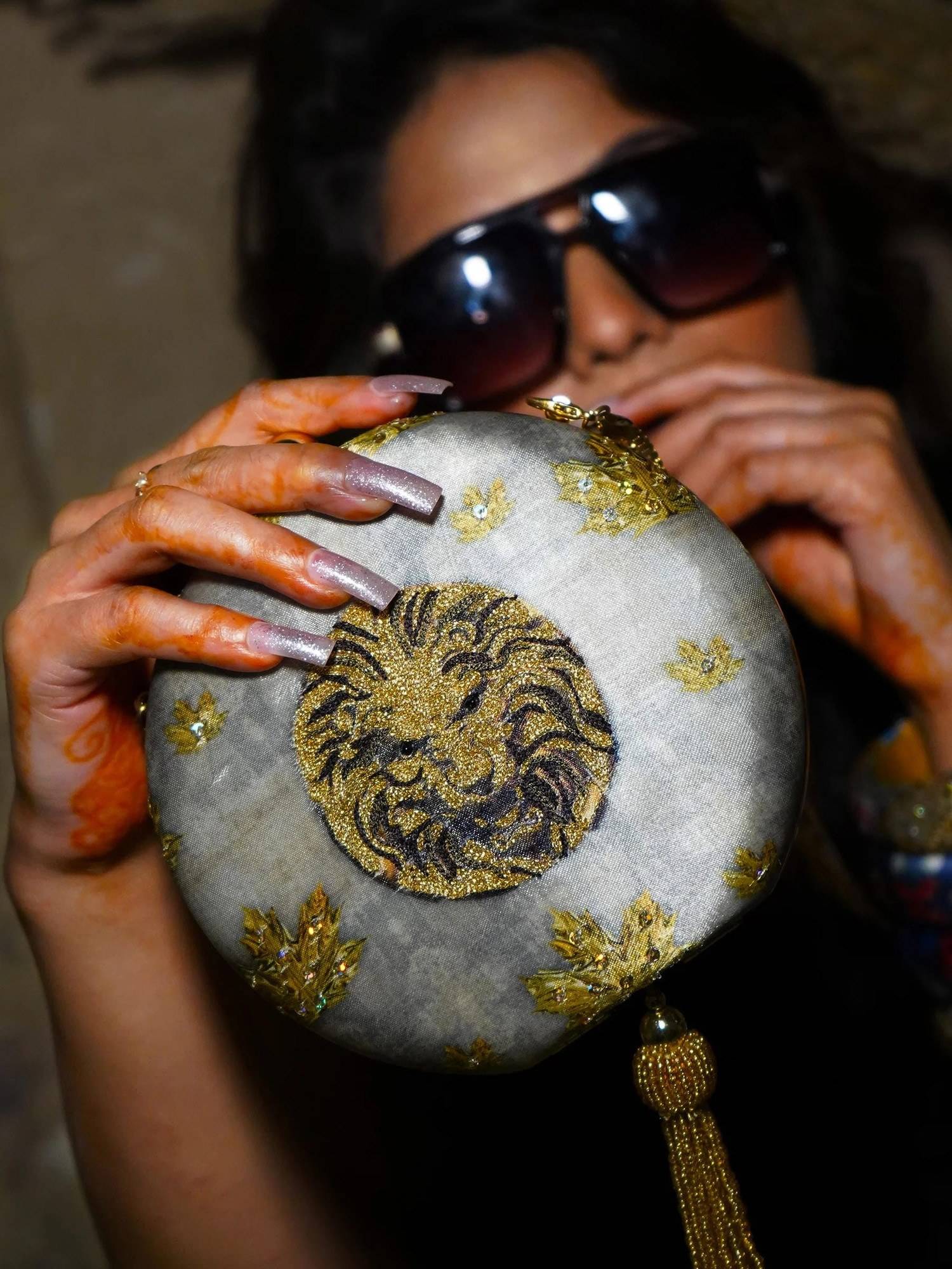 Puneet Gupta Roar Grey Embroidered Clutch