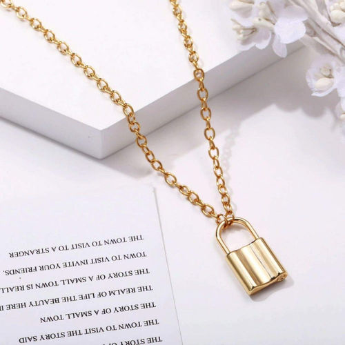 Youbella Jewellery For Women Lock Pendant Necklace For Women Girls