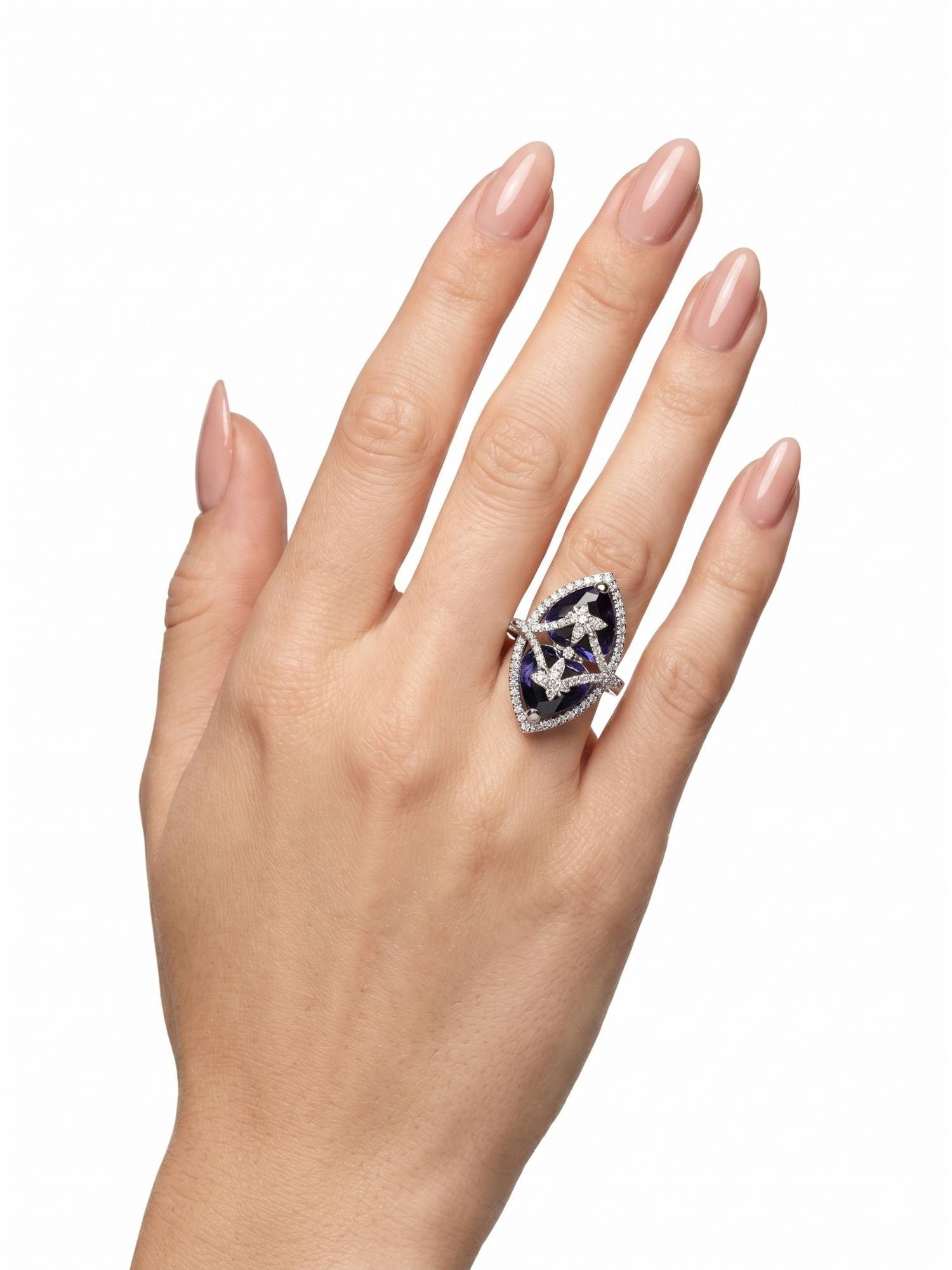 Adwitiya Enchanted Amethyst Butterfly Adjustable Statement Ring