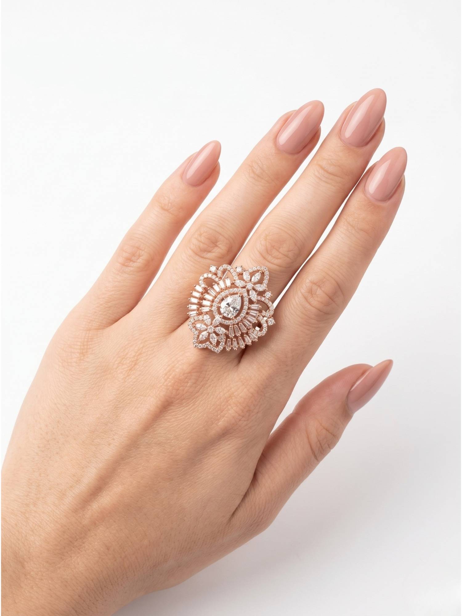 Adwitiya Ornate Baguette Adjustable Statement Ring