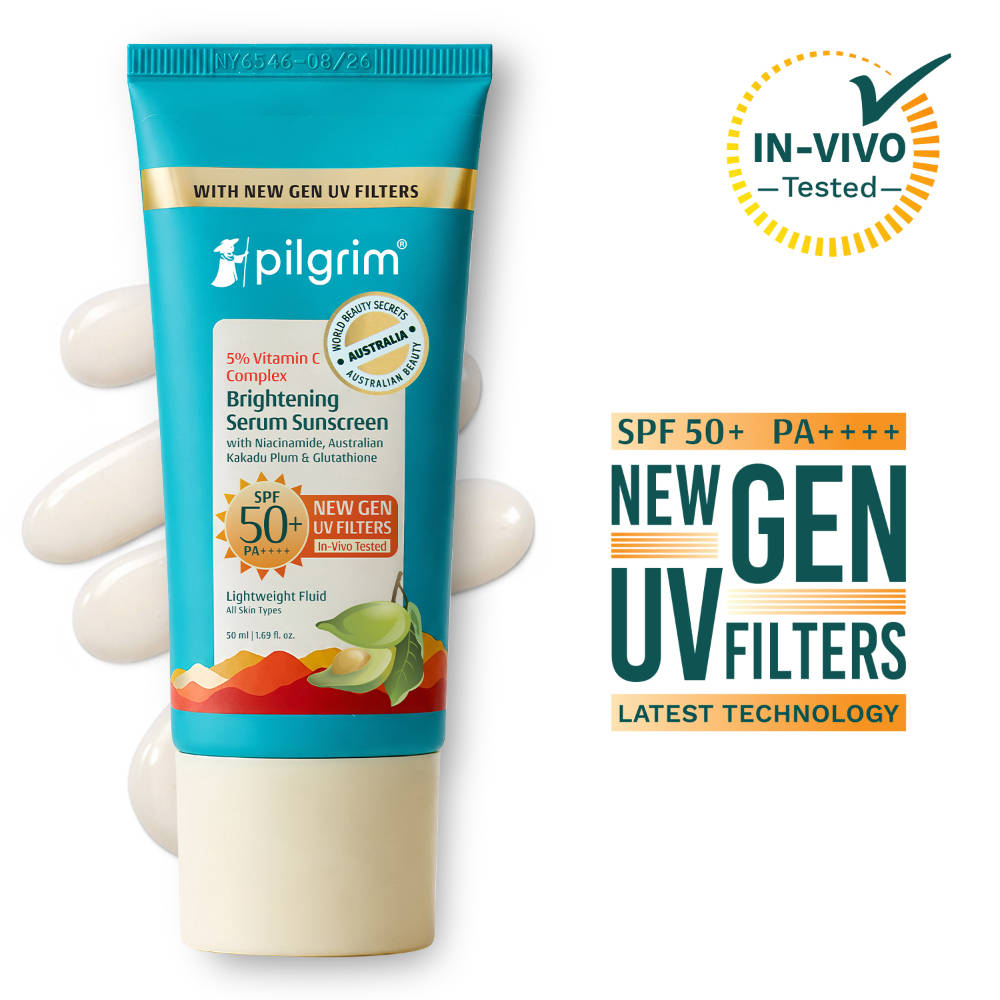 Pilgrim 5% Vitamin C Complex Brightening Serum Sunscreen SPF50+PA++++ In-Vivo tested No White Caste