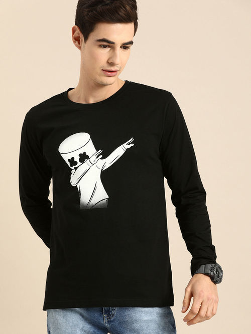 Buy Bewakoof Men's Black Dab Marshmello Graphic Printed T-shirt Online