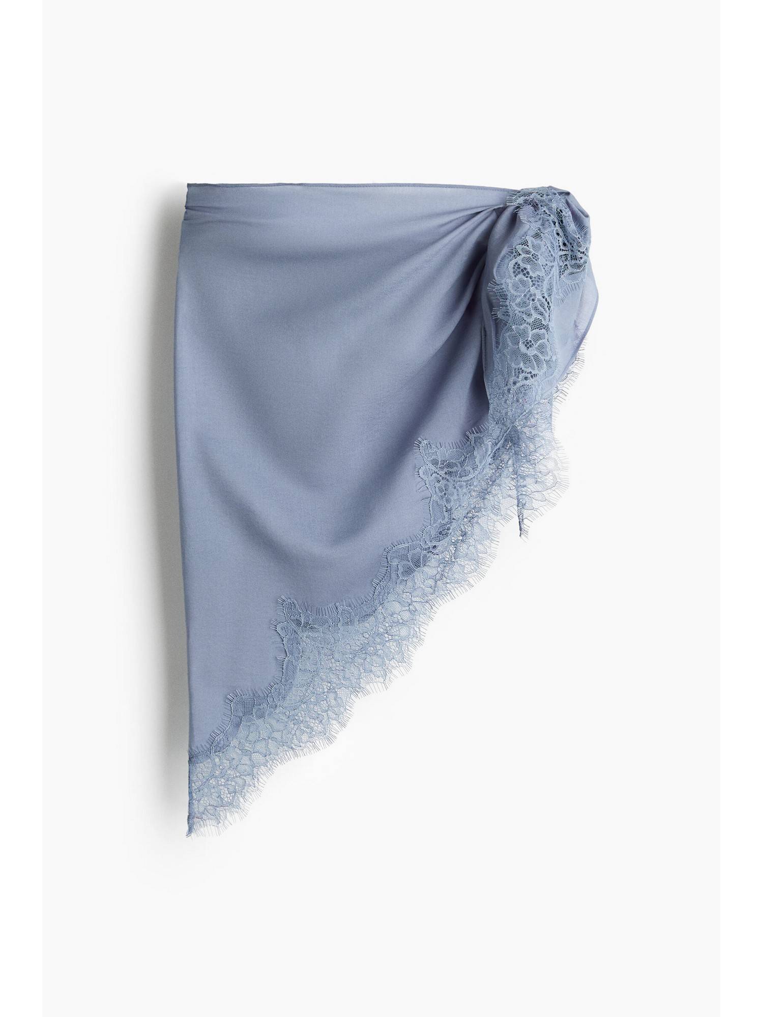 H&M Women Blue Lace-Trimmed Triangle Scarf