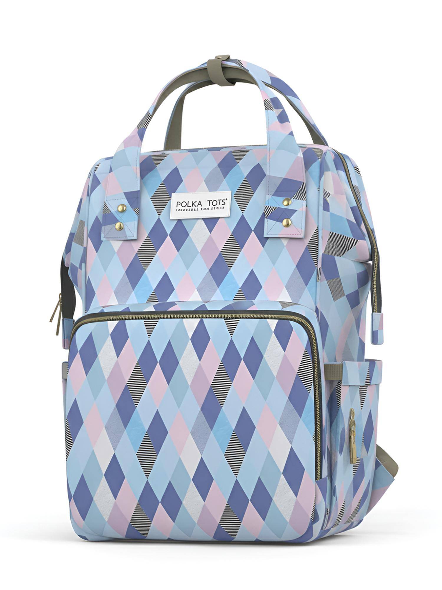 Polka Tots Diaper Bag Large Capacity With 17 Pockets For Moms & Dads - Checks