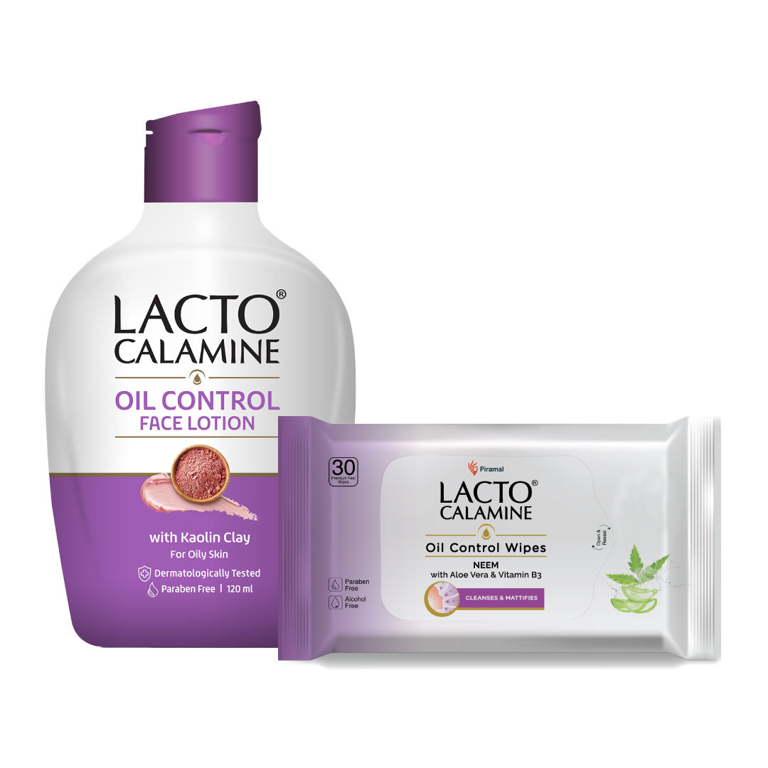 Lacto Calamine Oil Control Face Wipes + Daily Oil Balance Lotion Combo