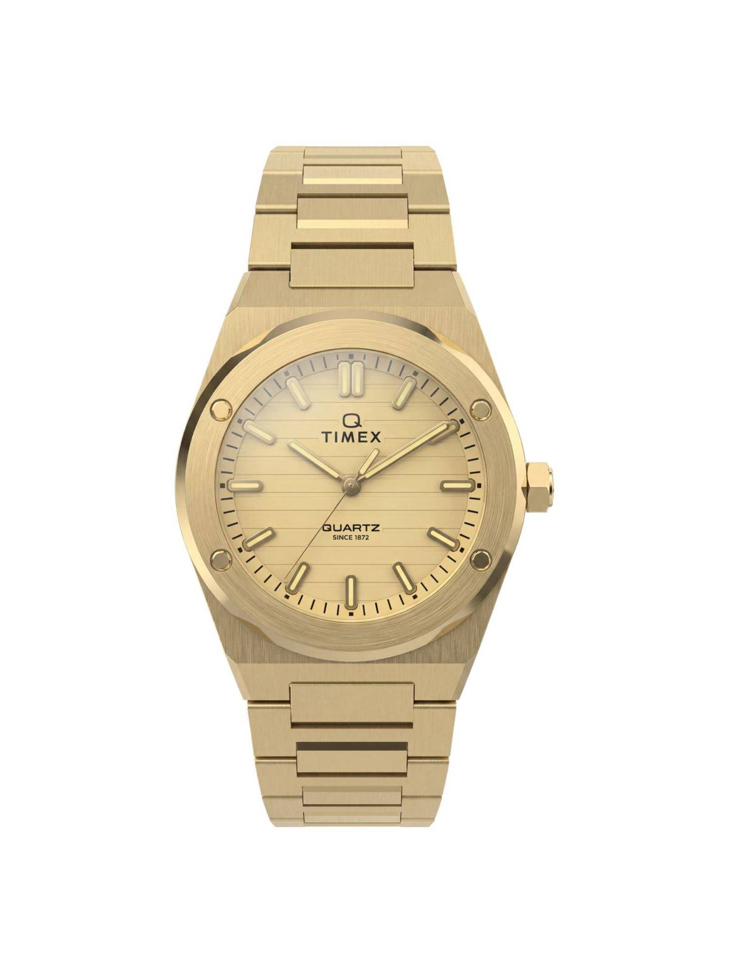 Timex Q Round Gold Dial Analog Women Watch (Tw2Y82000Uj) (M)