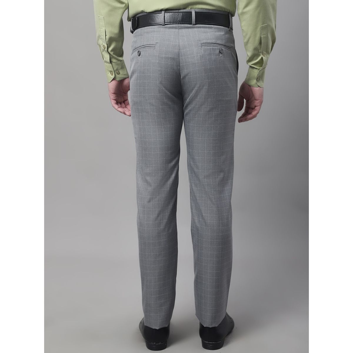 Buy Cantabil Men Check Grey Trouser Online