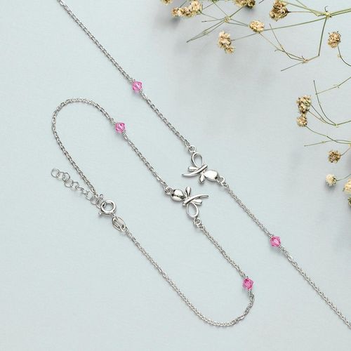 Buy Zavya Butterfly with Studded Stone 925 Sterling Silver Anklets