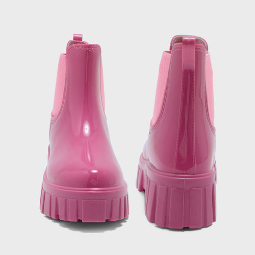 MIXT by Nykaa Fashion Pink Ankle Length Glossy Chelsea Rain Boots (EURO 36)