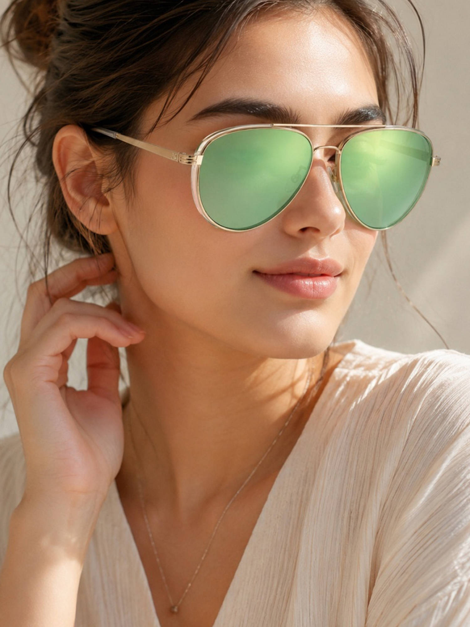 Zaadran Unisex UV Protection Green Lens Sunglasses (Aruba-Green) (54)
