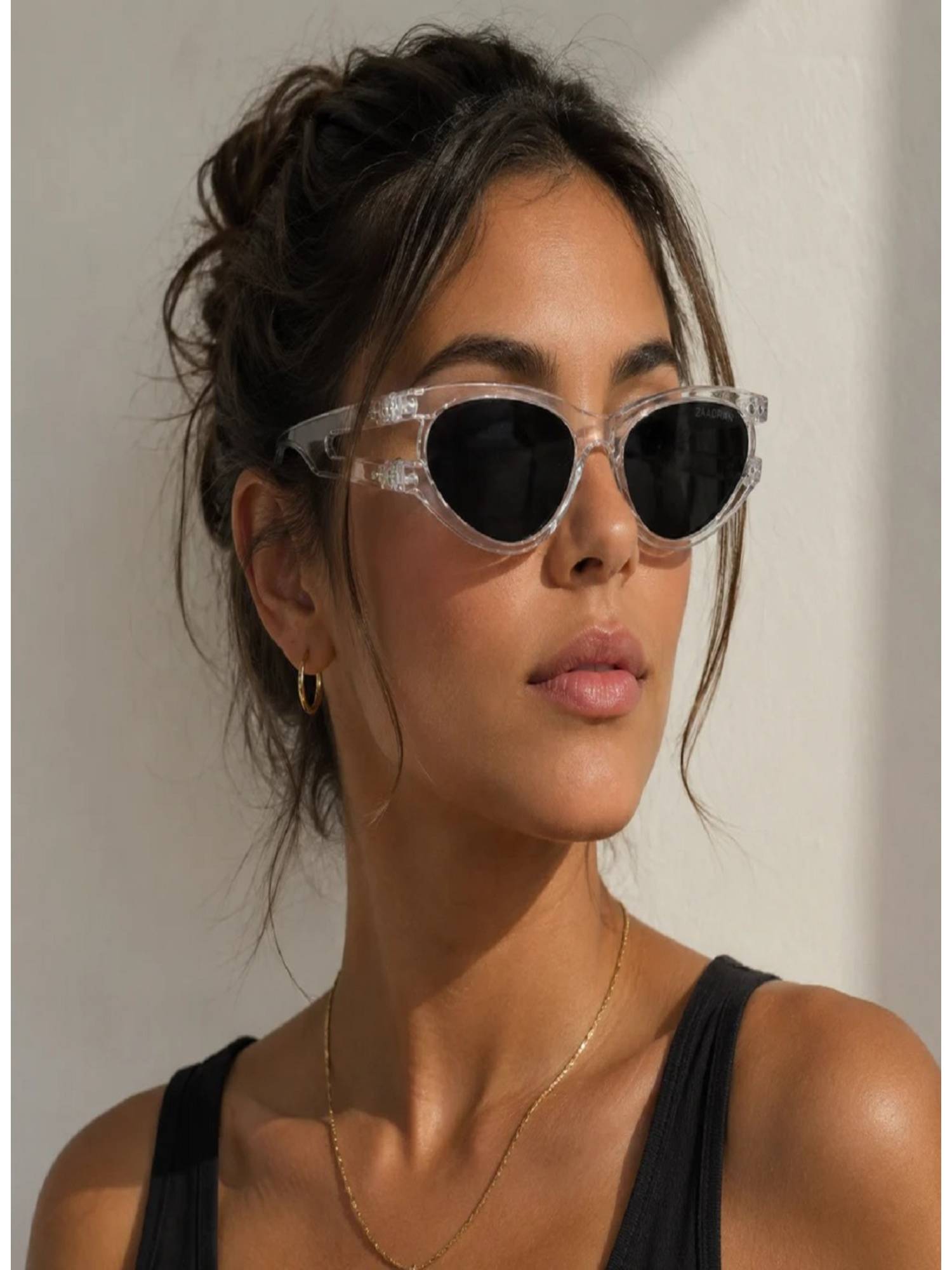 Zaadran Women UV Protection Black Lens Sunglasses (Panthr Redwd-Gold) (54)