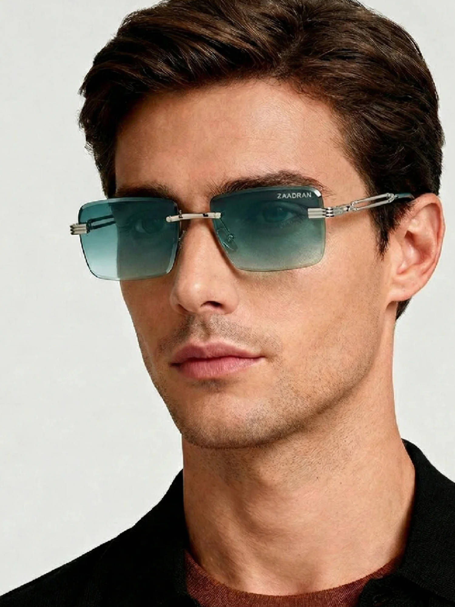 Zaadran Unisex UV Protection Green Lens Sunglasses (Pearl-Blue T) (54)