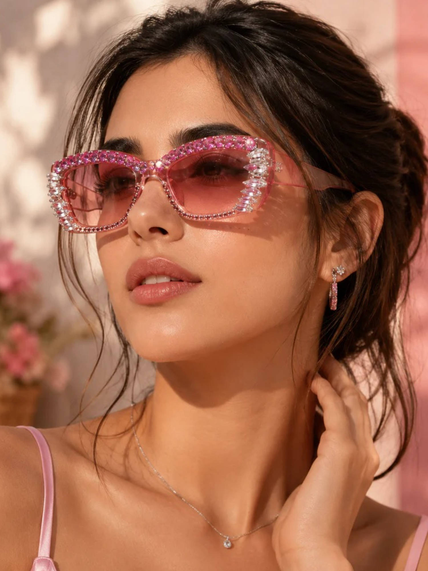Zaadran Women UV Protection Pink Lens Sunglasses (Royal Knot-Leopard) (56)