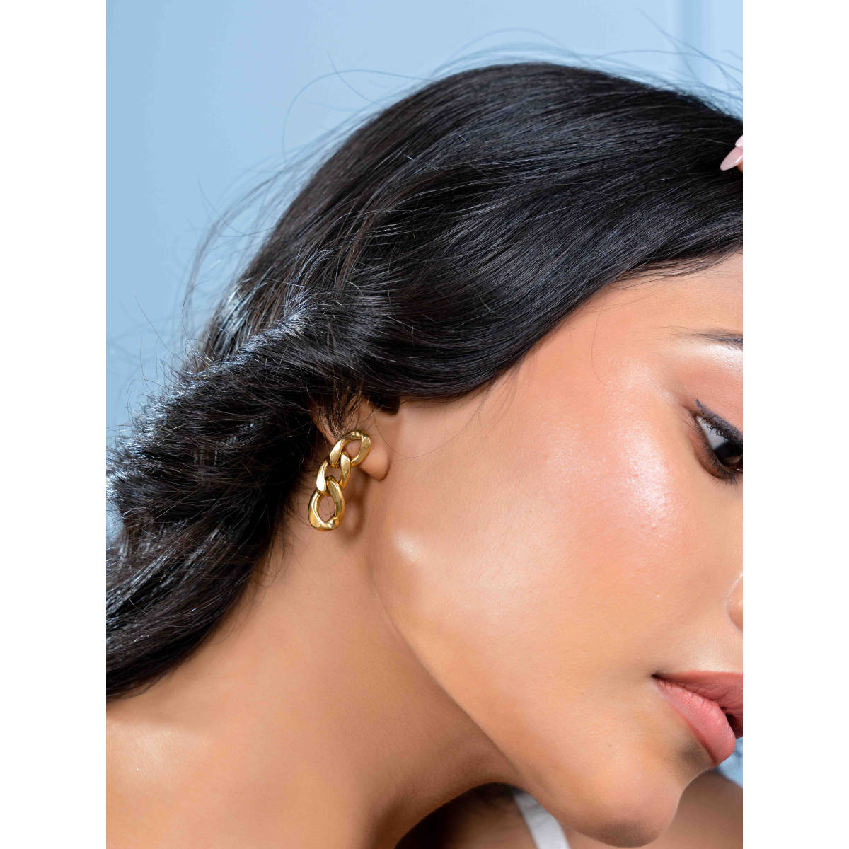 Johori Gold Brass Statement Pair Of Earrings