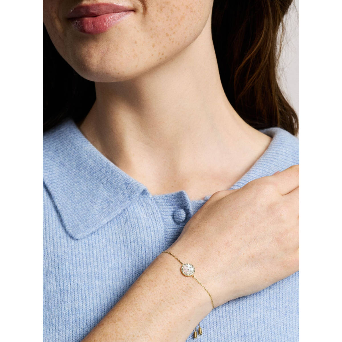 Fossil White Stainless Steel Stones Bracelet