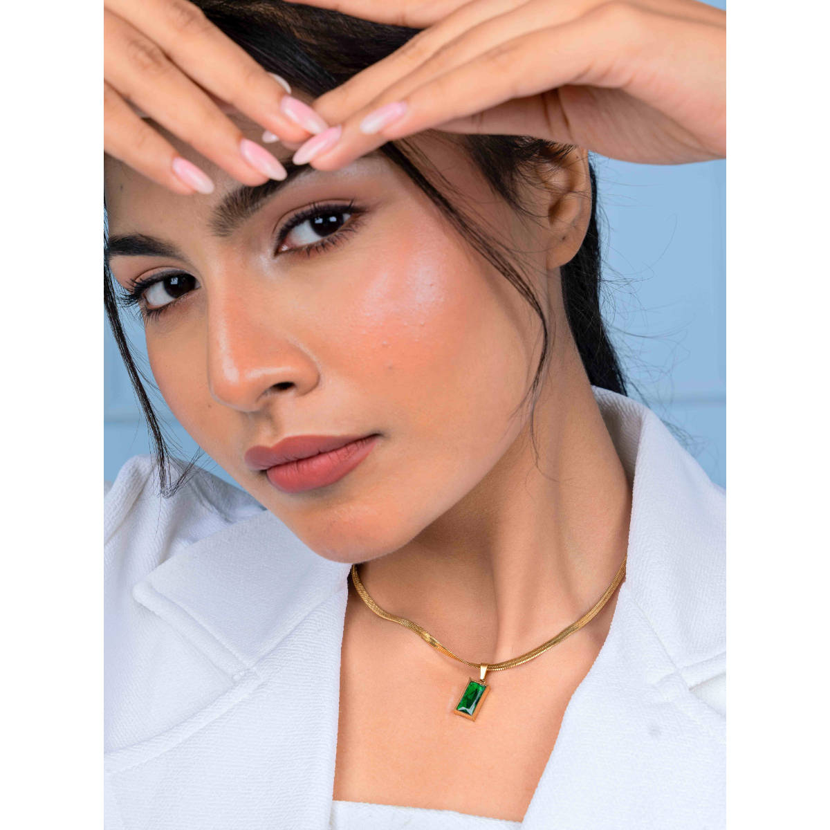 Johori Green Brass Stones Necklace