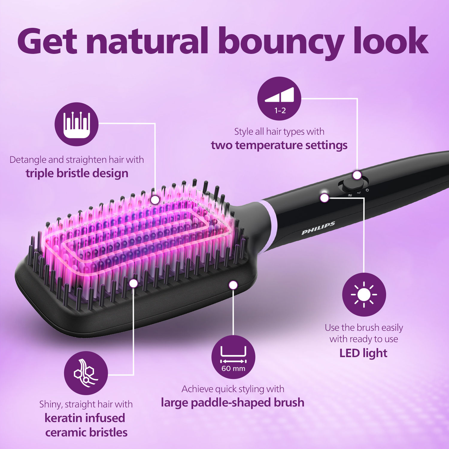 Buy Philips Heated Straightening Brush BHH880 10 Online