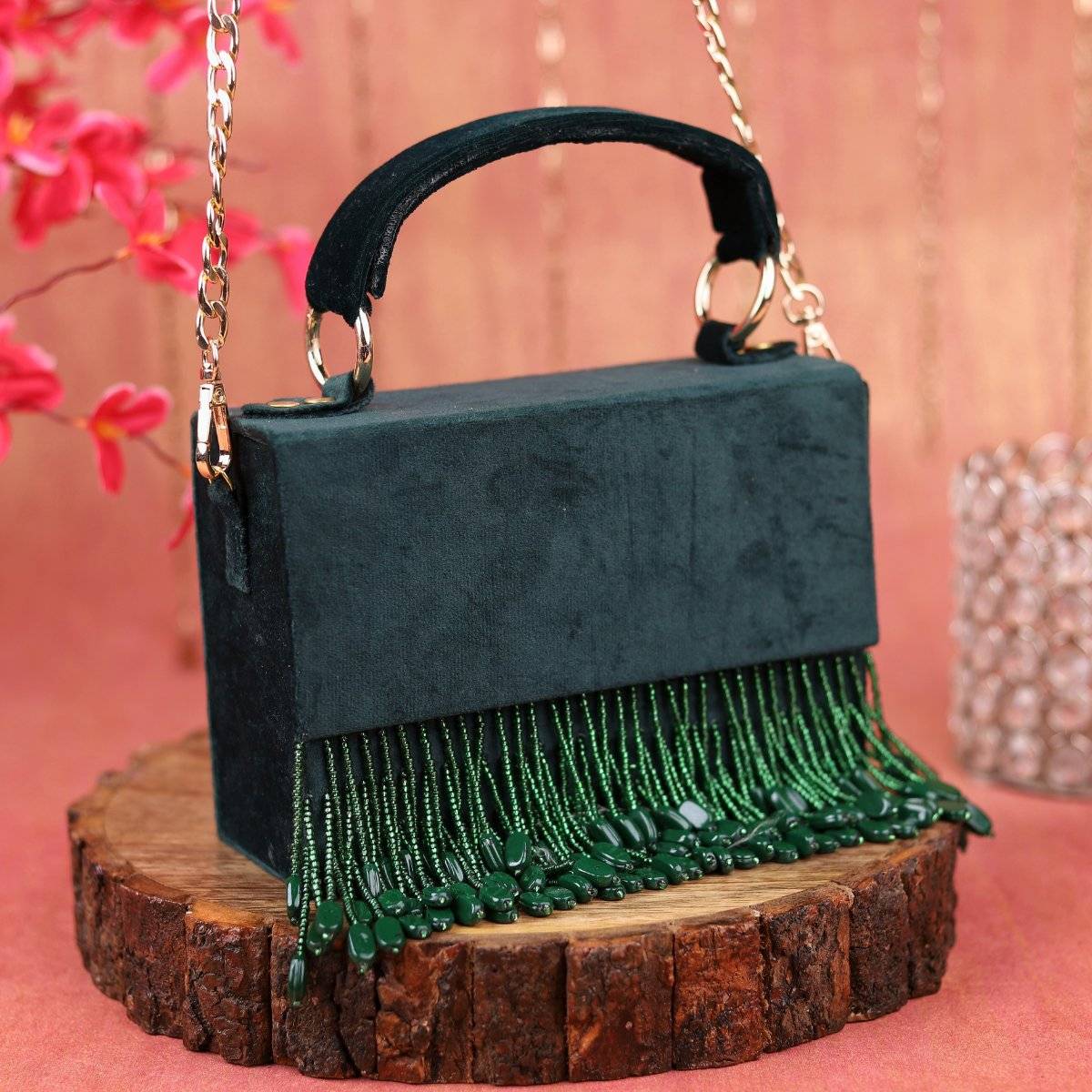 sugarcrush Luxury Antique Green Soft Clutch with Detachable Strap