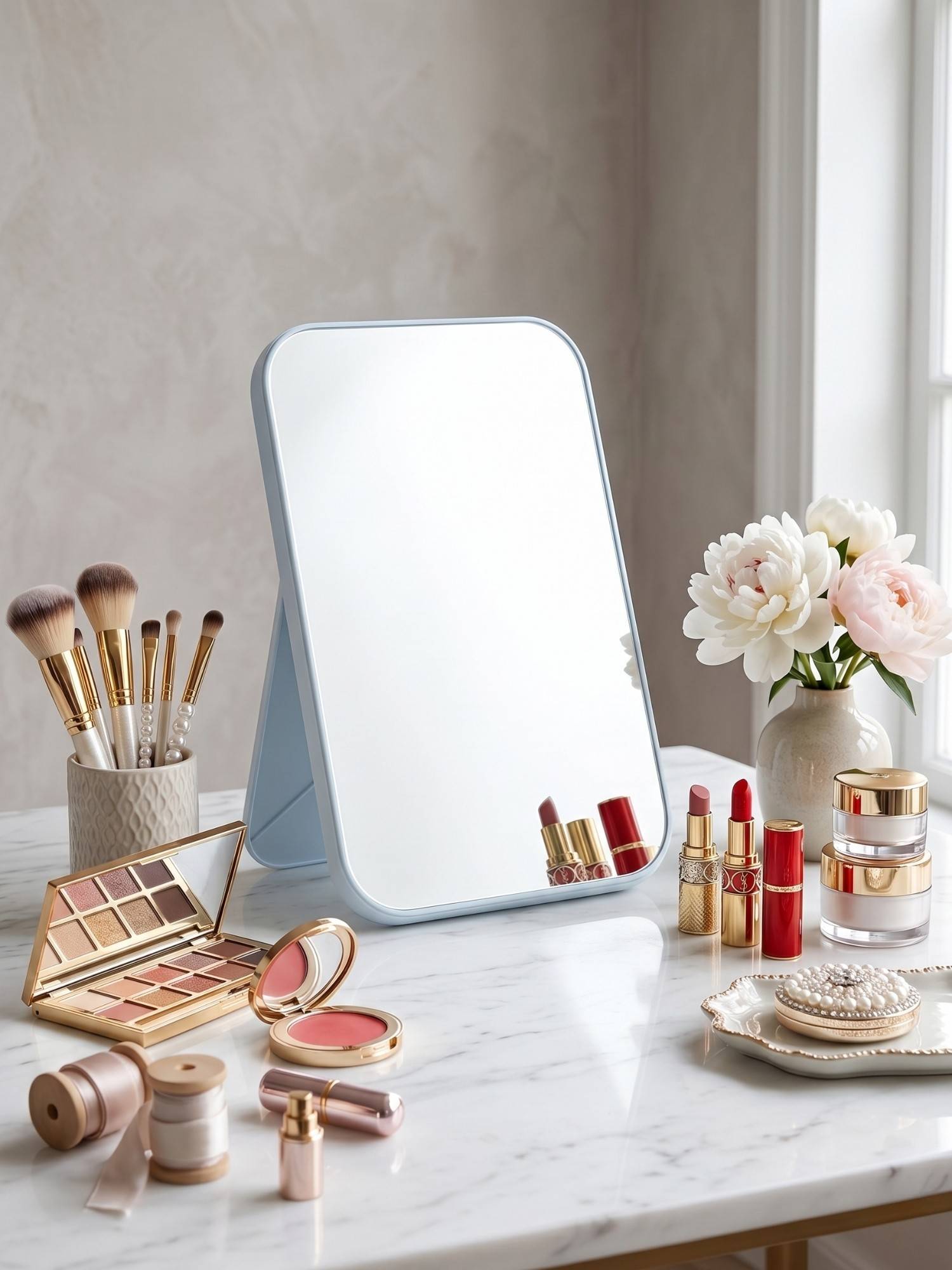 YELONA Blue Portable And Foldable Compact Vanity Makeup Mirror