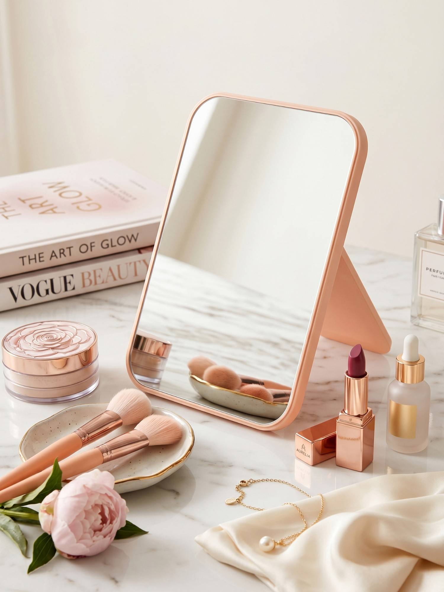 YELONA Pink Portable And Foldable Compact Vanity Makeup Mirror