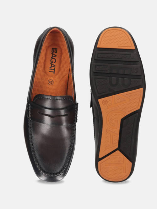 Buy BAGATT Corrado Dark Brown Leather Mens Loafers Online display picture 2