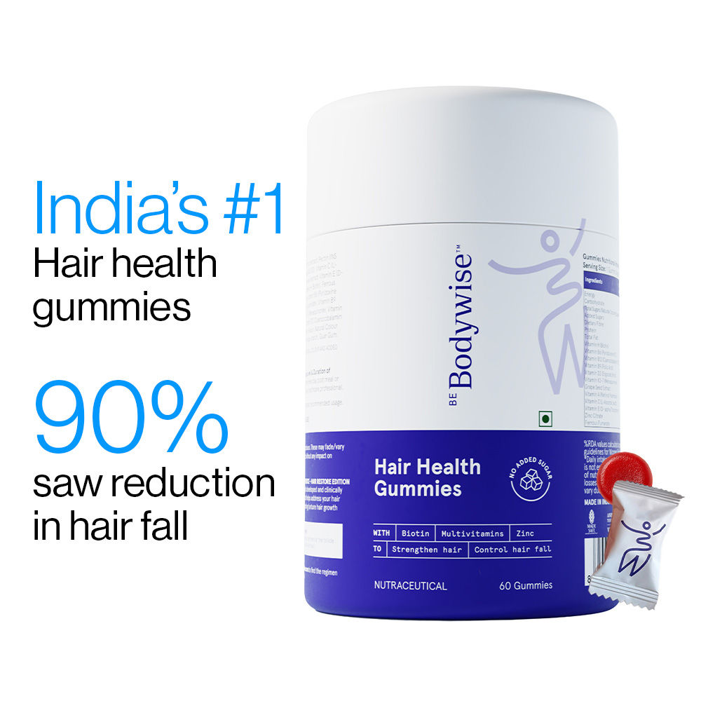 Be Bodywise Biotin Hair Gummies - Zinc, Fibre, Multivitamin For Stronger Hair, Nails -No Added Sugar