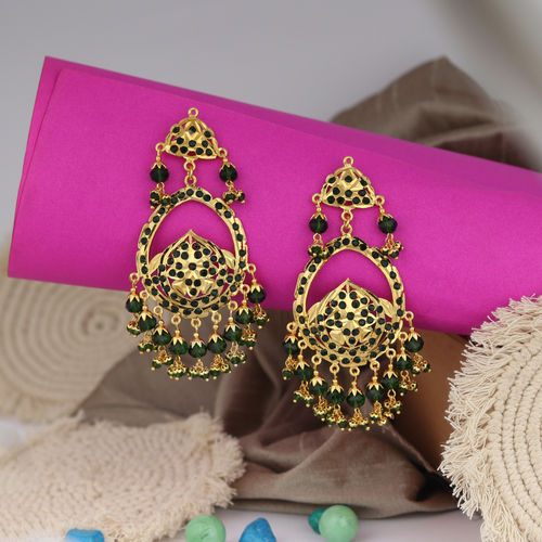 Anika's Creations Designer Gold Plated Traditional Cutwork Pearl Tasselled  Earring