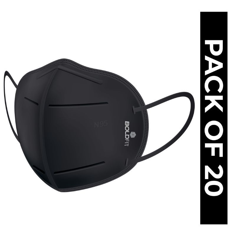 Boldfit N95 Mask For Men & Women 5 Layer Pack Of 20 (Black) Buy