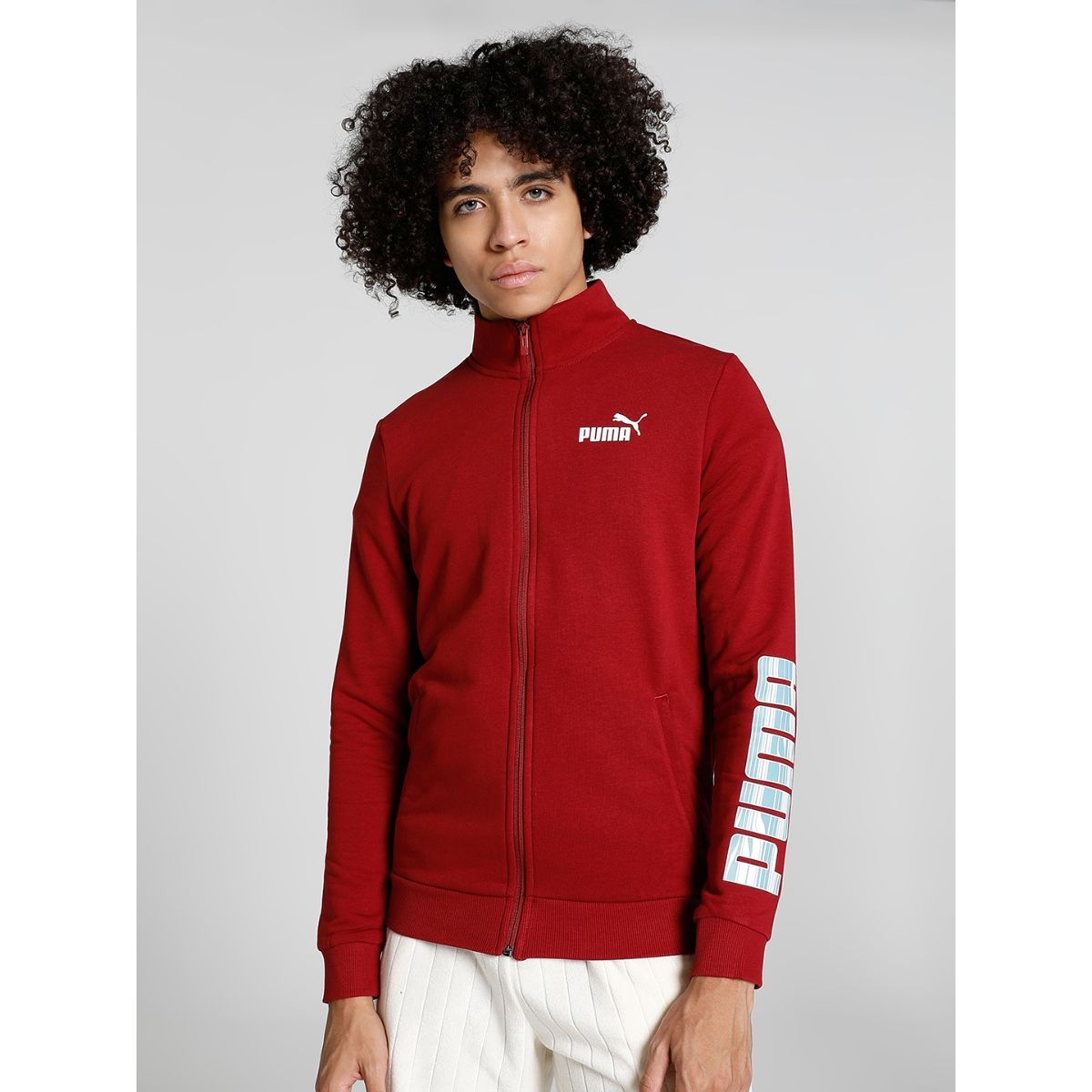 Puma Abstract Logo Men Maroon Jacket