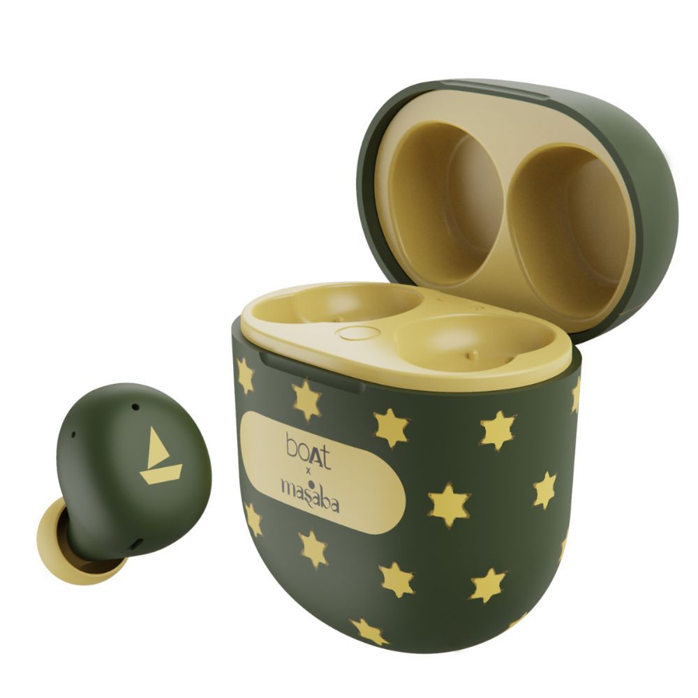 Boat Airdopes 381 N Masaba Edition Tws Earbuds With Asap Charge & 20h Playback(green Chasing Star)