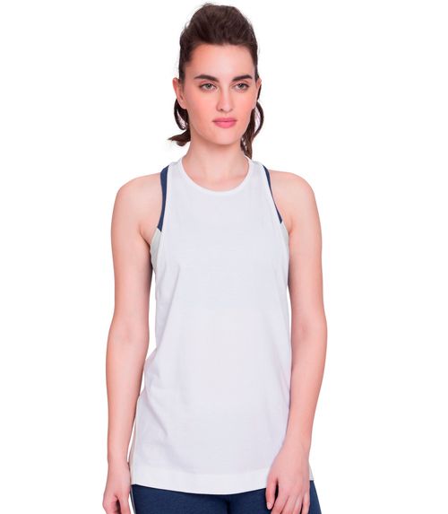 Satva Organic Cotton Sports Tank Top For Women - White (XL)