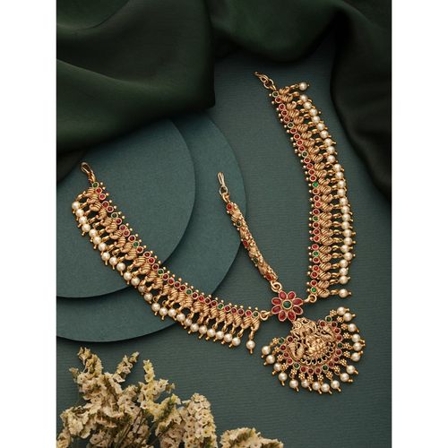 Buy Saraf RS Jewellery Gold Plated Kempo Studded Pearl Beaded