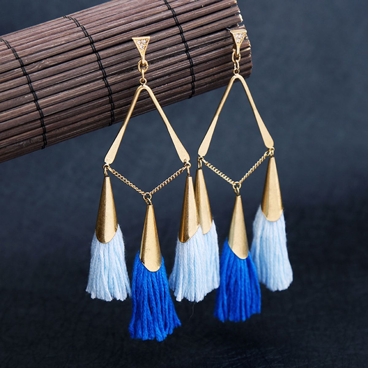 Fabula Blue Tassel Chandelier Oversized Drop Earrings Buy Fabula Blue